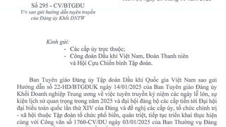 Hướng dẫn số 22-HD/BTGĐUK ngày 14/01/2025 của Ban Tuyên giáo Đảng ủy Khối Doanh nghiệp Trung ương
